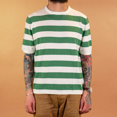 Gestricktes T-Shirt Bio-Baumwolle White/Green