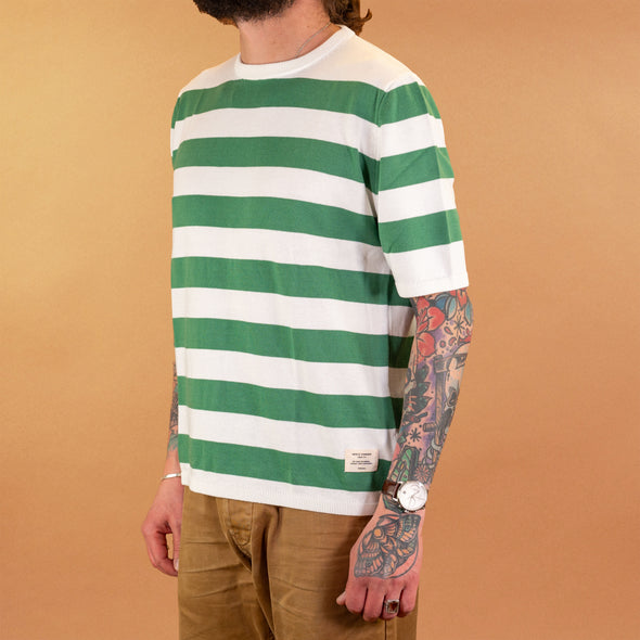 Gestricktes T-Shirt Bio-Baumwolle White/Green