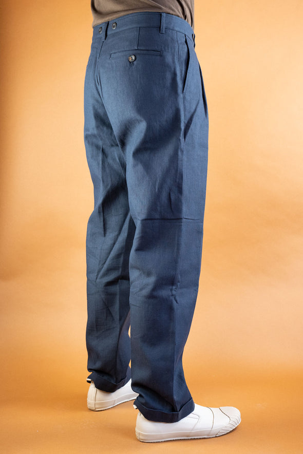Sune Pleated Wide Cut Trousers Blue