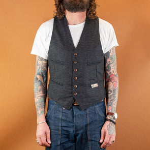 Wool Vest Striped Black