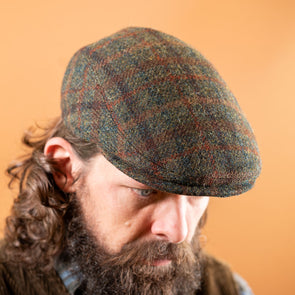 Flatcap Herringbone Harris Tweed Green
