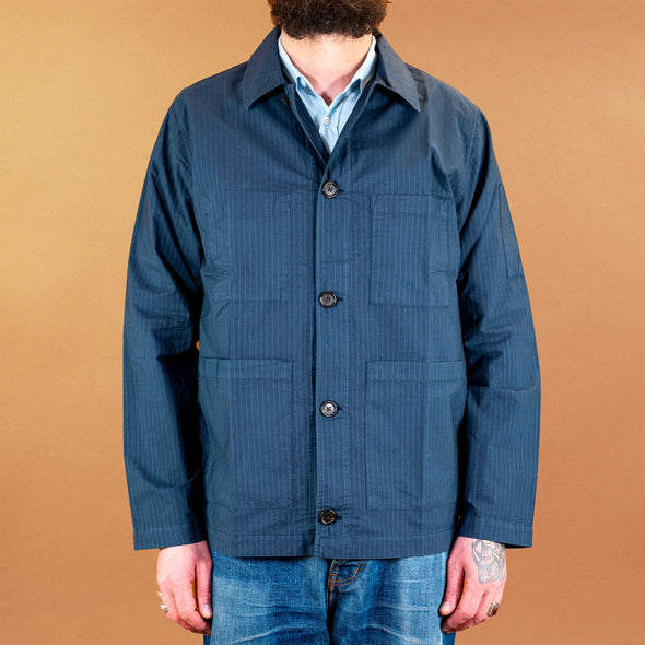 Coverall Jacket in Navy Nearly Pinstripe Navy