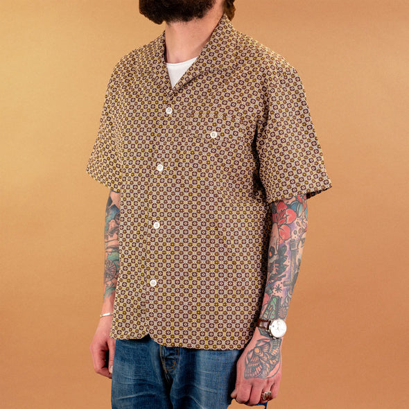 Short Sleeve Shirt Spread Collar Brown