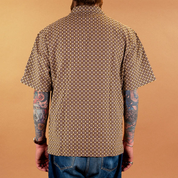Short Sleeve Shirt Spread Collar Brown
