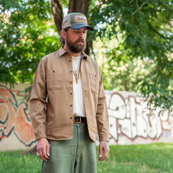 BWS02 Utility Shirt 8oz. Herringbone Brown