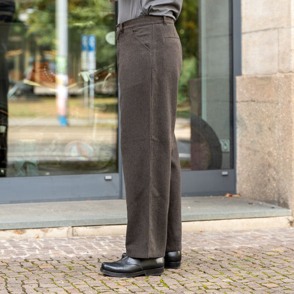 Carlo Trousers Eco Flannel Striped Brown