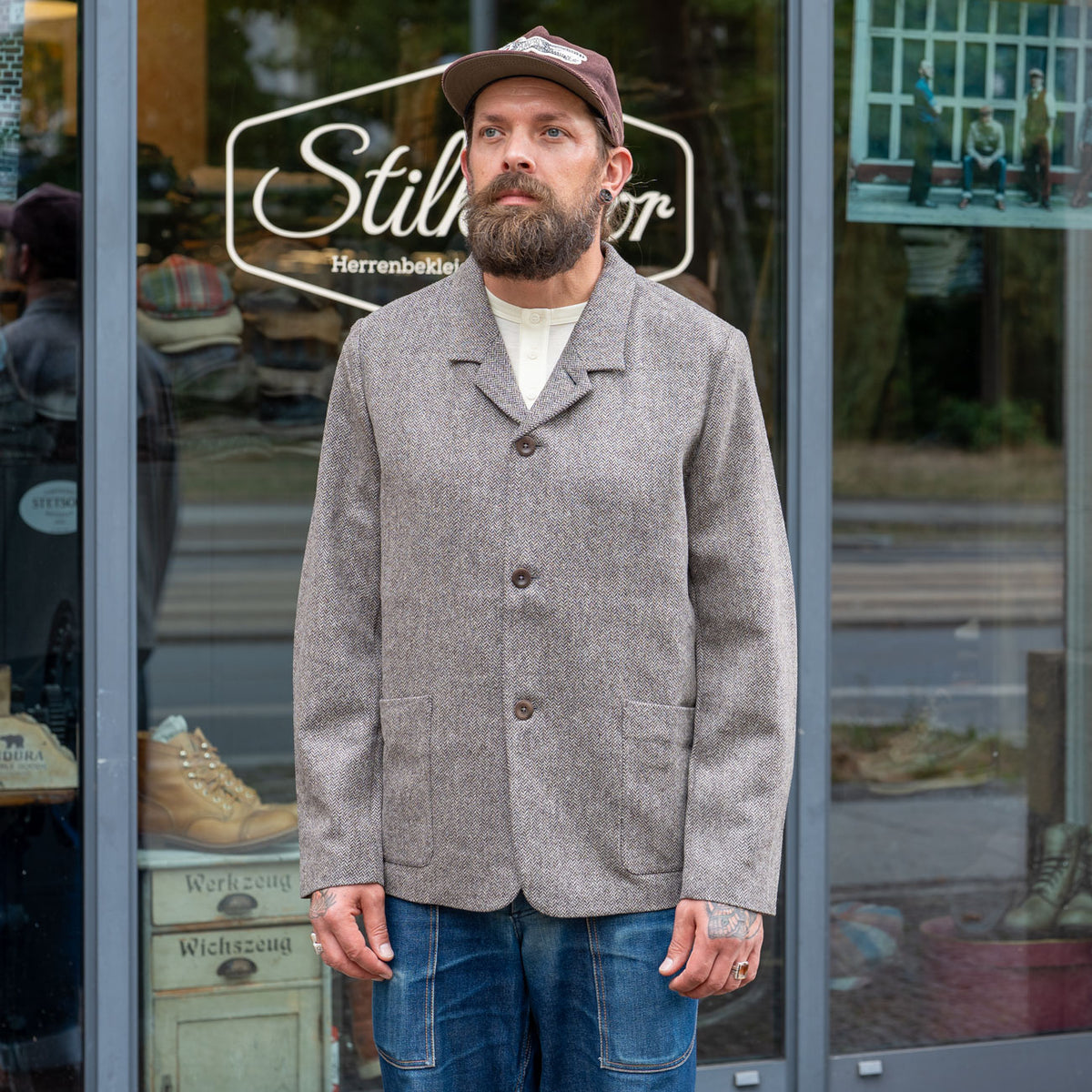 Elmar Blazer Herringbone Lambswool Taupe