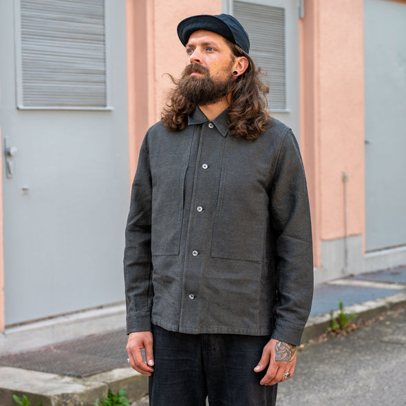 Owe Overshirt Winter Linen Black Olive