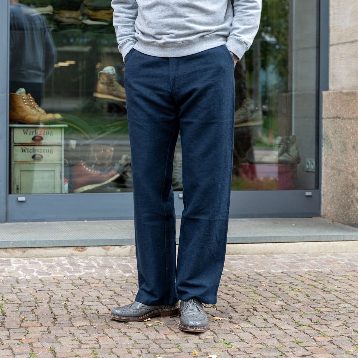 Waban Trousers Winter Linen Navy