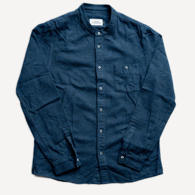 Nathan Collarless Shirt Eco Flannel Deep Sea