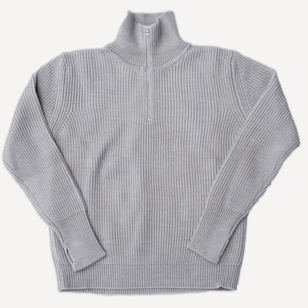 Navy Half Zip Pullover Light Grey