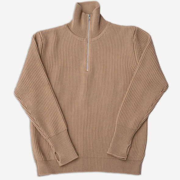 Navy Half Zip Pullover Camel