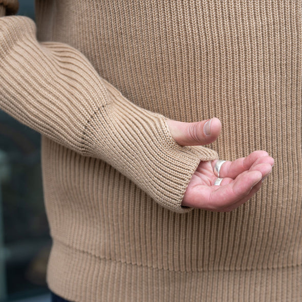 Navy Half Zip Pullover Camel