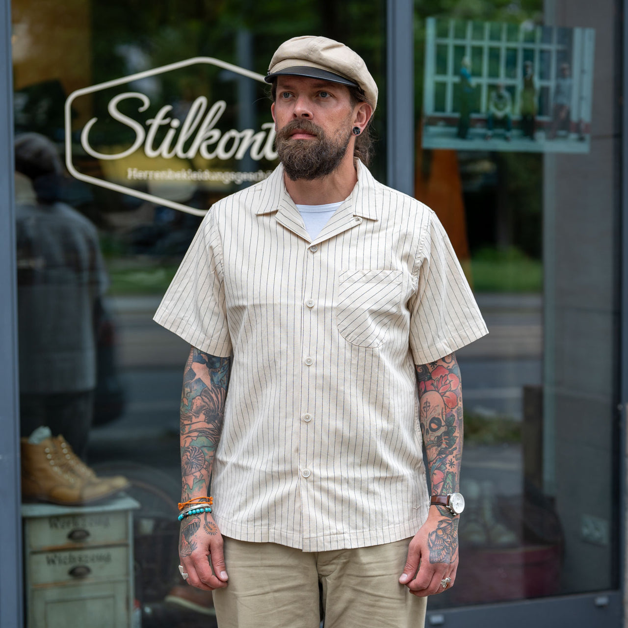 BSS-01 Holiday Shirt Striped Ecru