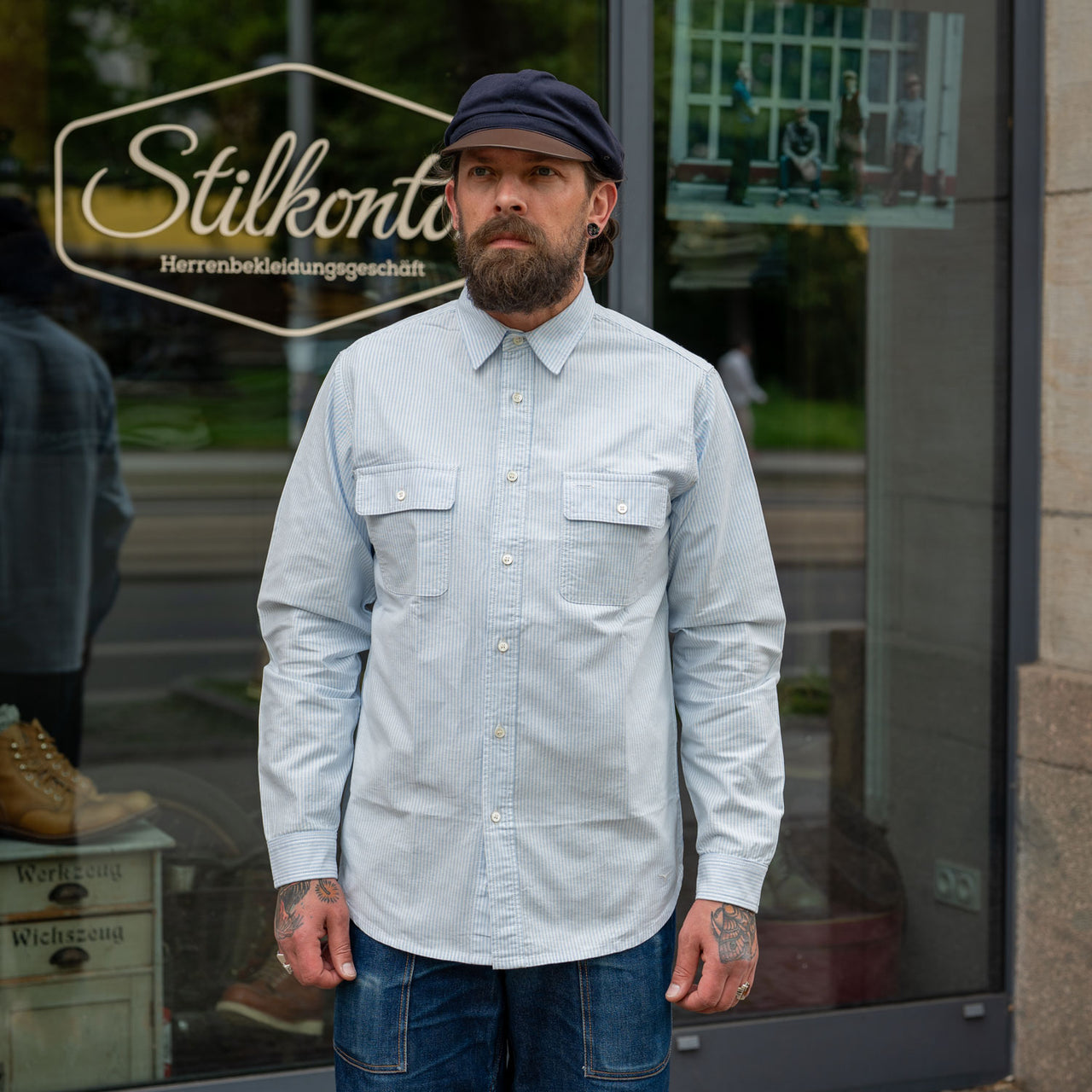 BWS06 Worker Shirt Blue/White