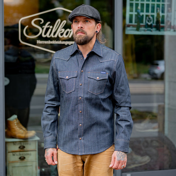 Schmales Blaumann Jeanshemd dunkelblau 8oz.