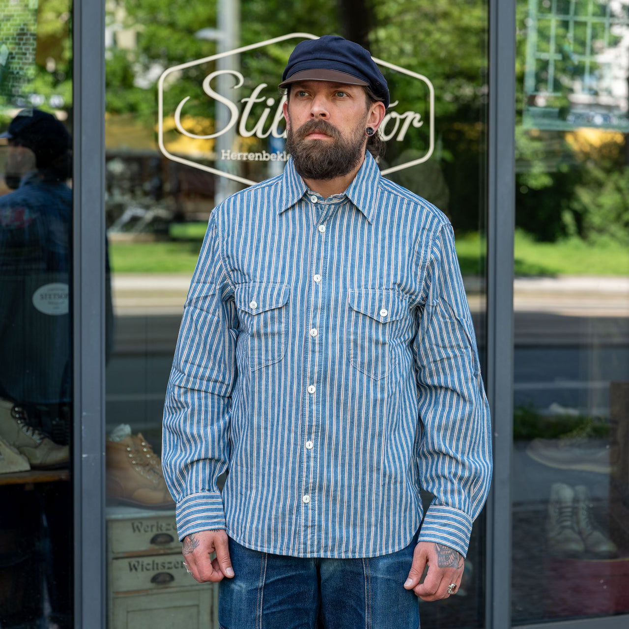 Bodie Shirt Selvedge Stripe Blue