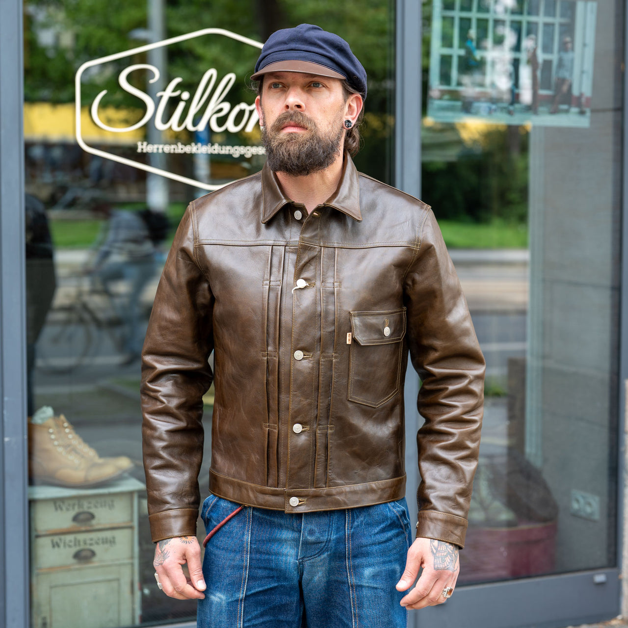Bulldog Olive Horsehide Leather Jacket Olive