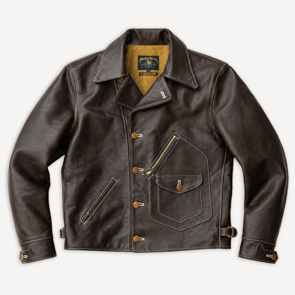 Helix Rider Leather Jacket Olive