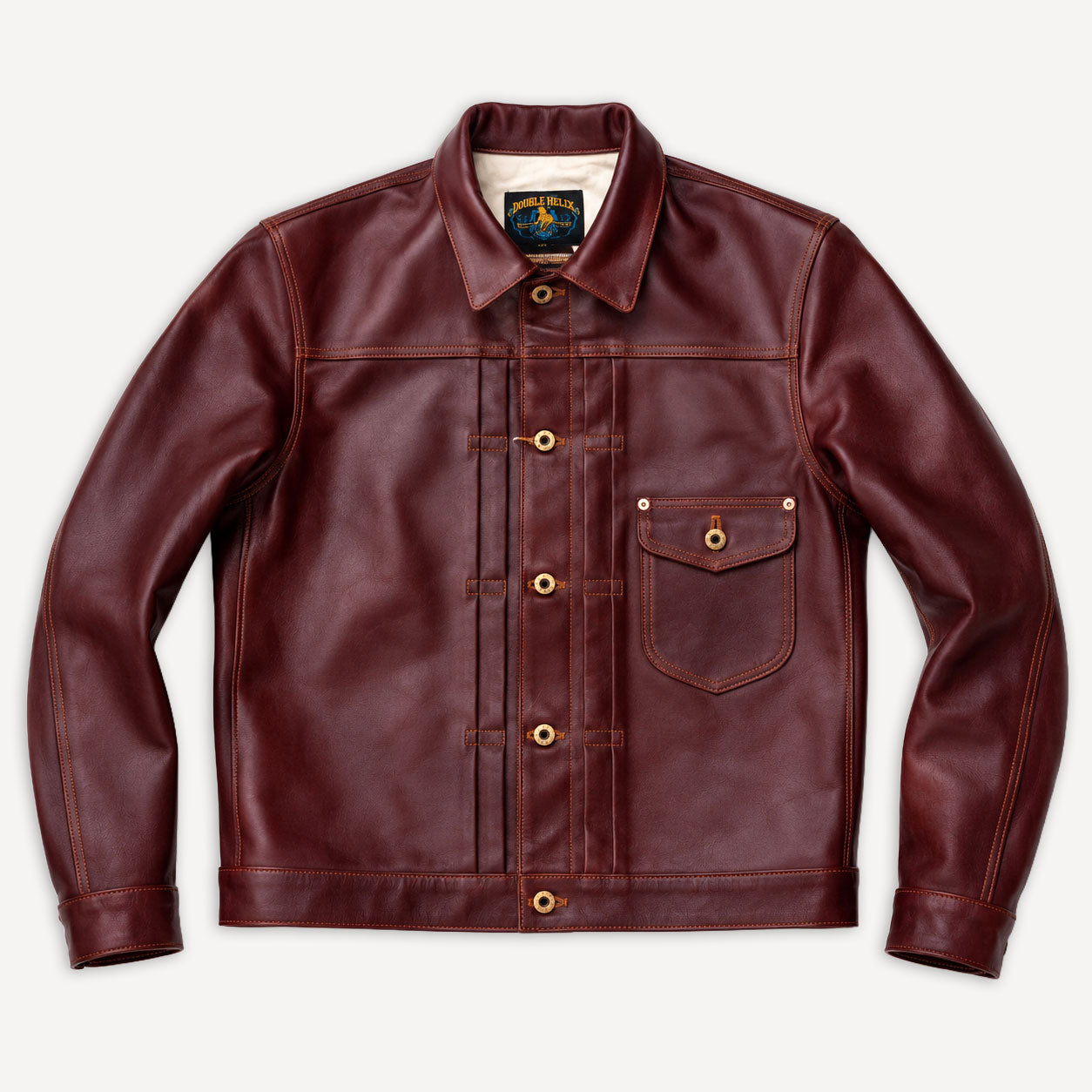 Western Cowboy Horsehide Leather Jacket Burgundy