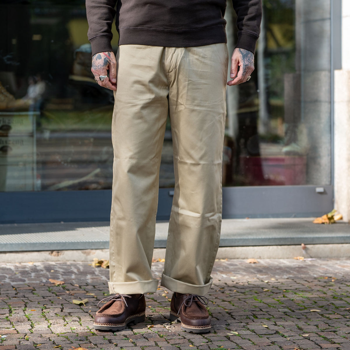 Wide Trousers 10oz. Twill Khaki