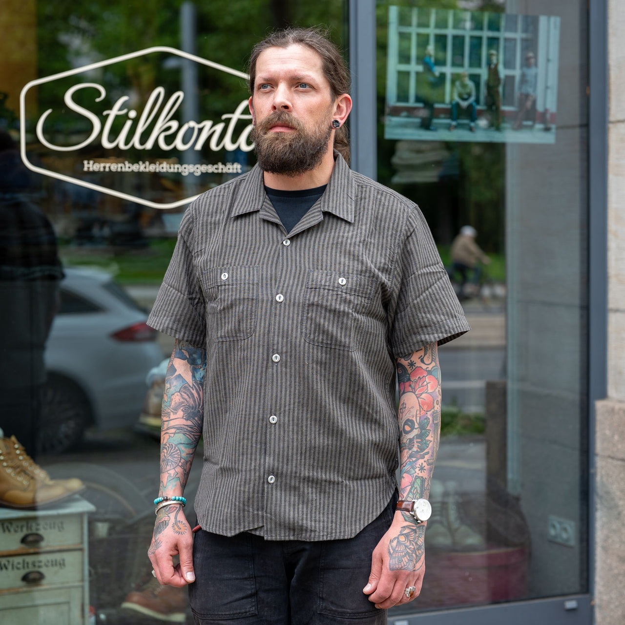 Dayton Short Sleeve Shirt Black Stripe