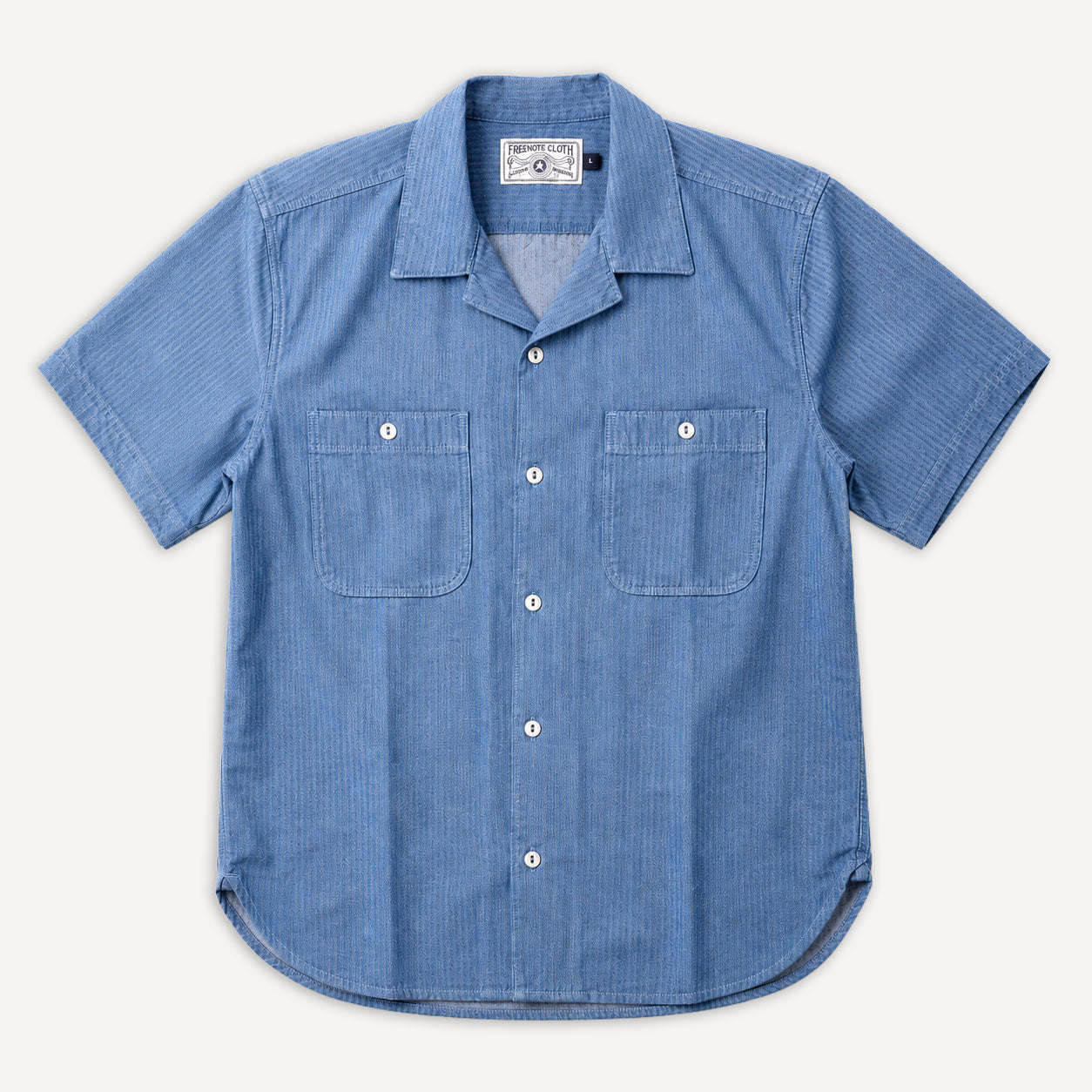 Dayton Short Sleeve Shirt Herringbone Blue