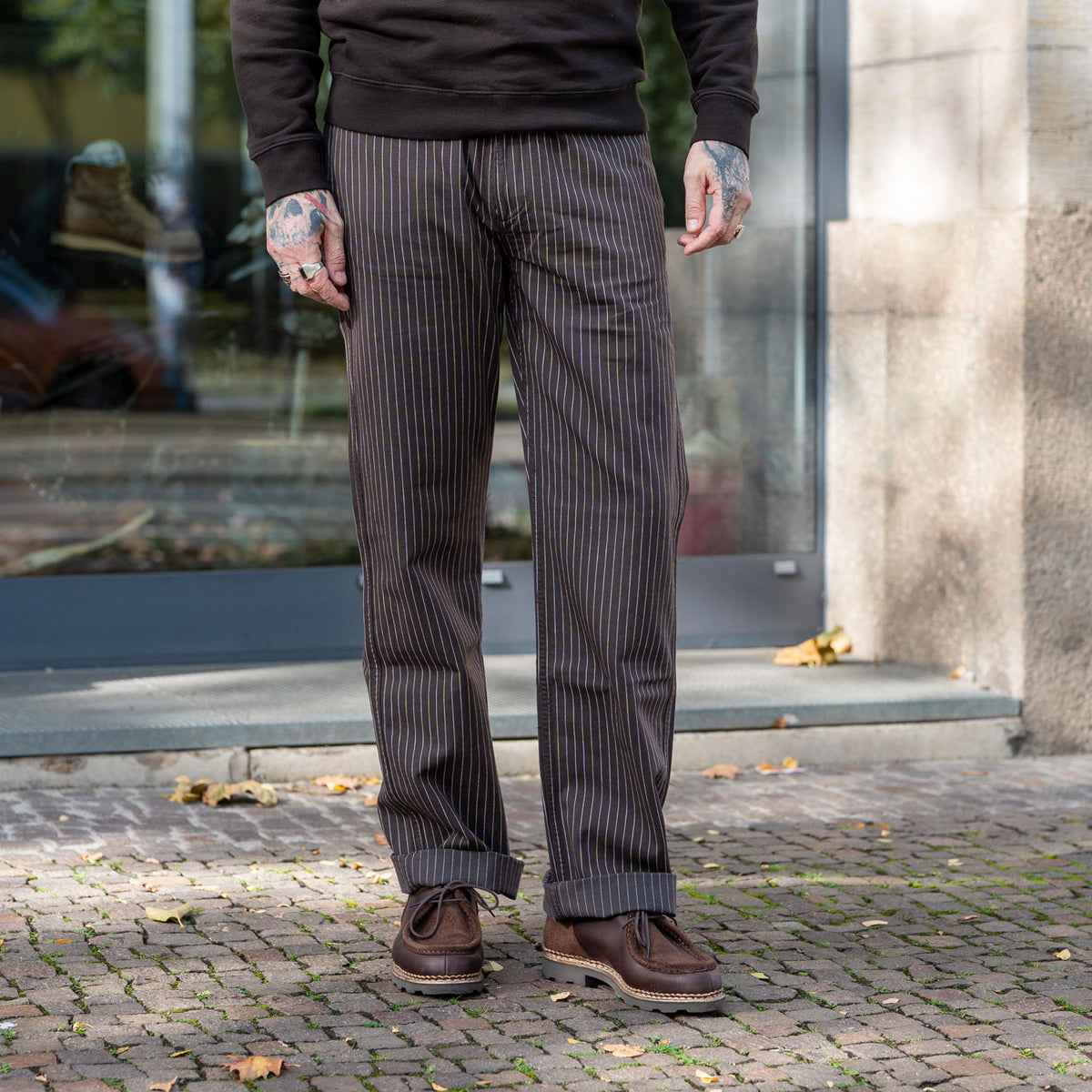 Duster Pants Striped Brown