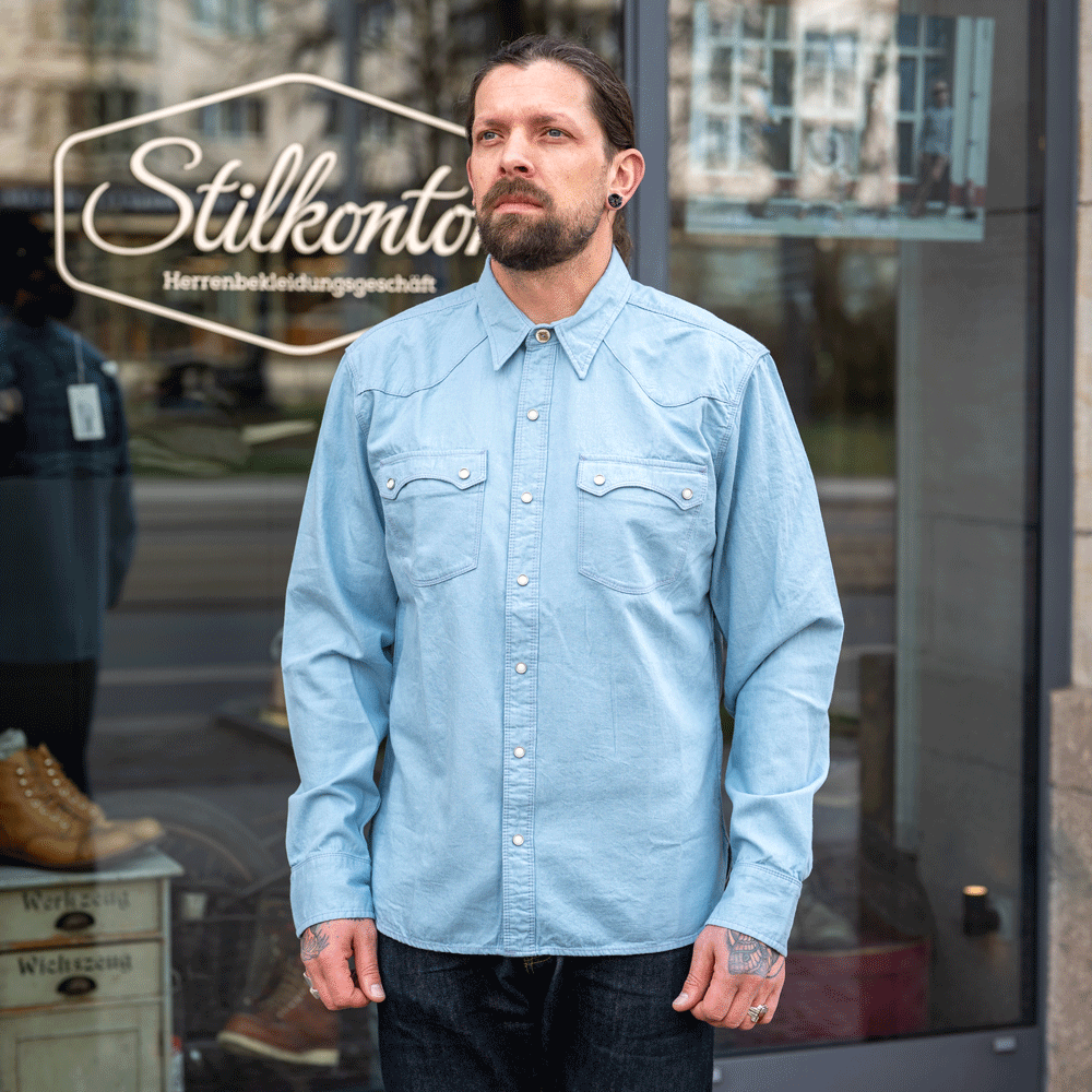 Modern Western Shirt Clear Blue