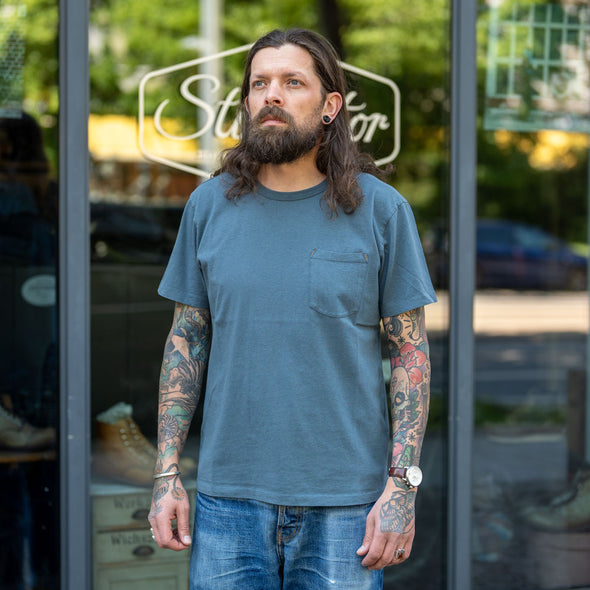 9 Ounce Pocket T-Shirt Faded Blue