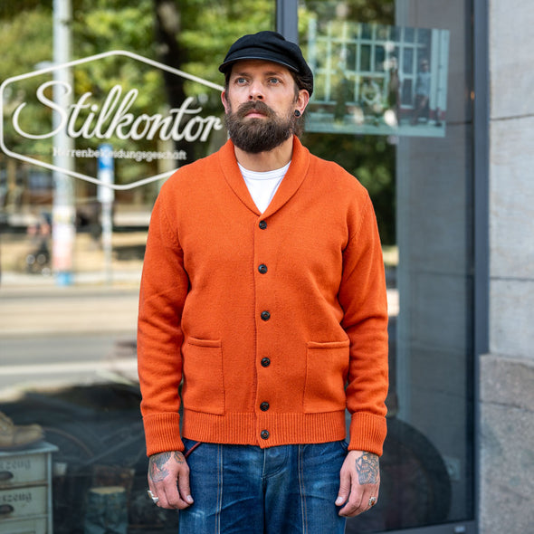 Shawl Collar Cardigan Orange
