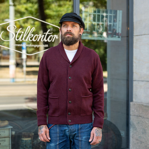 Shawl Collar Cardigan Bordeaux