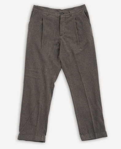 Sune Pleated Wide Cut Trousers Wool Pin Brown