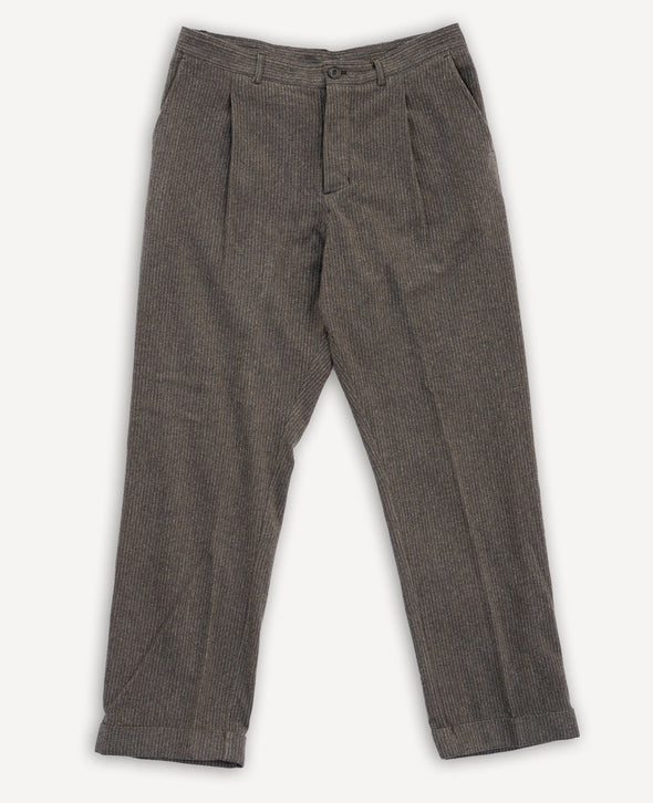 Sune Pleated Wide Cut Trousers Wool Pin Brown