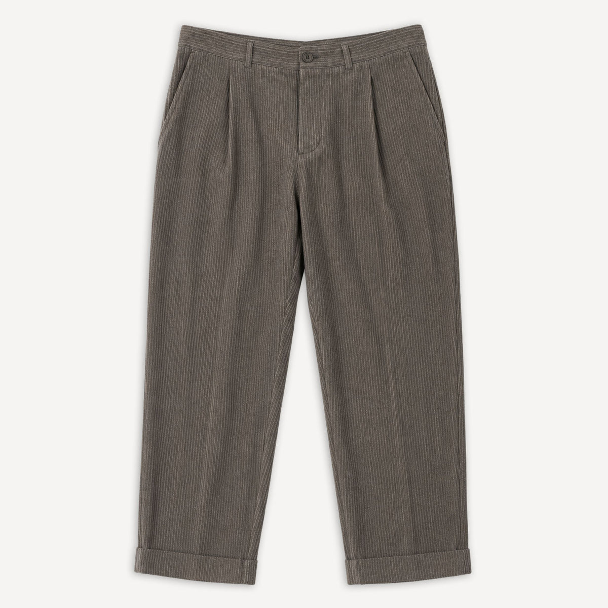 Sune Pleated Wide Cut Trousers Wool Pin Brown