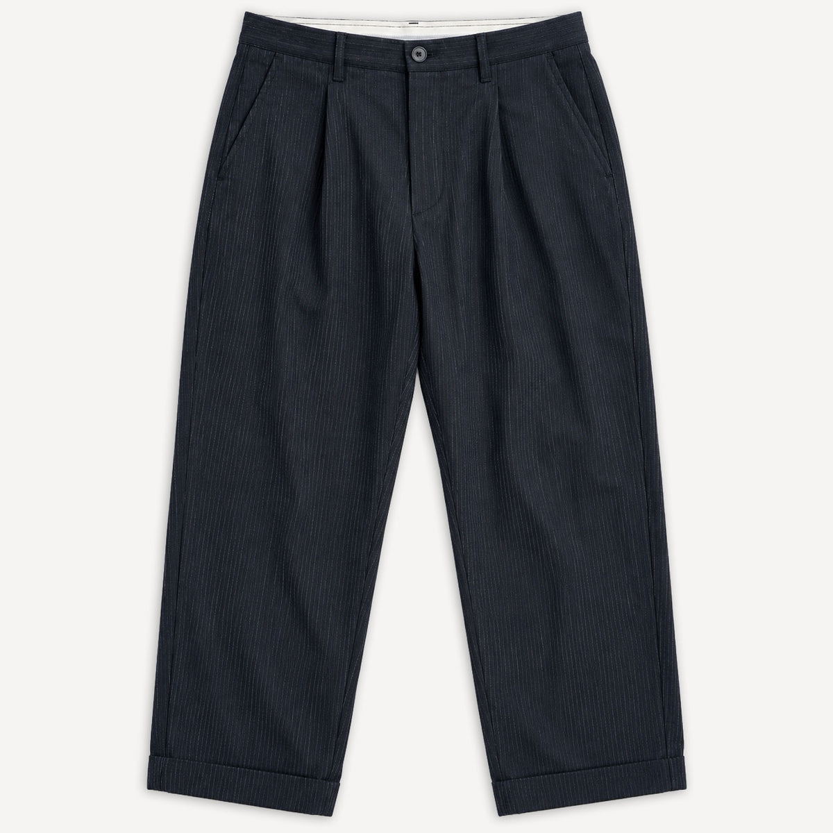 Sune Pleated Classic Trousers Wool Pin Black