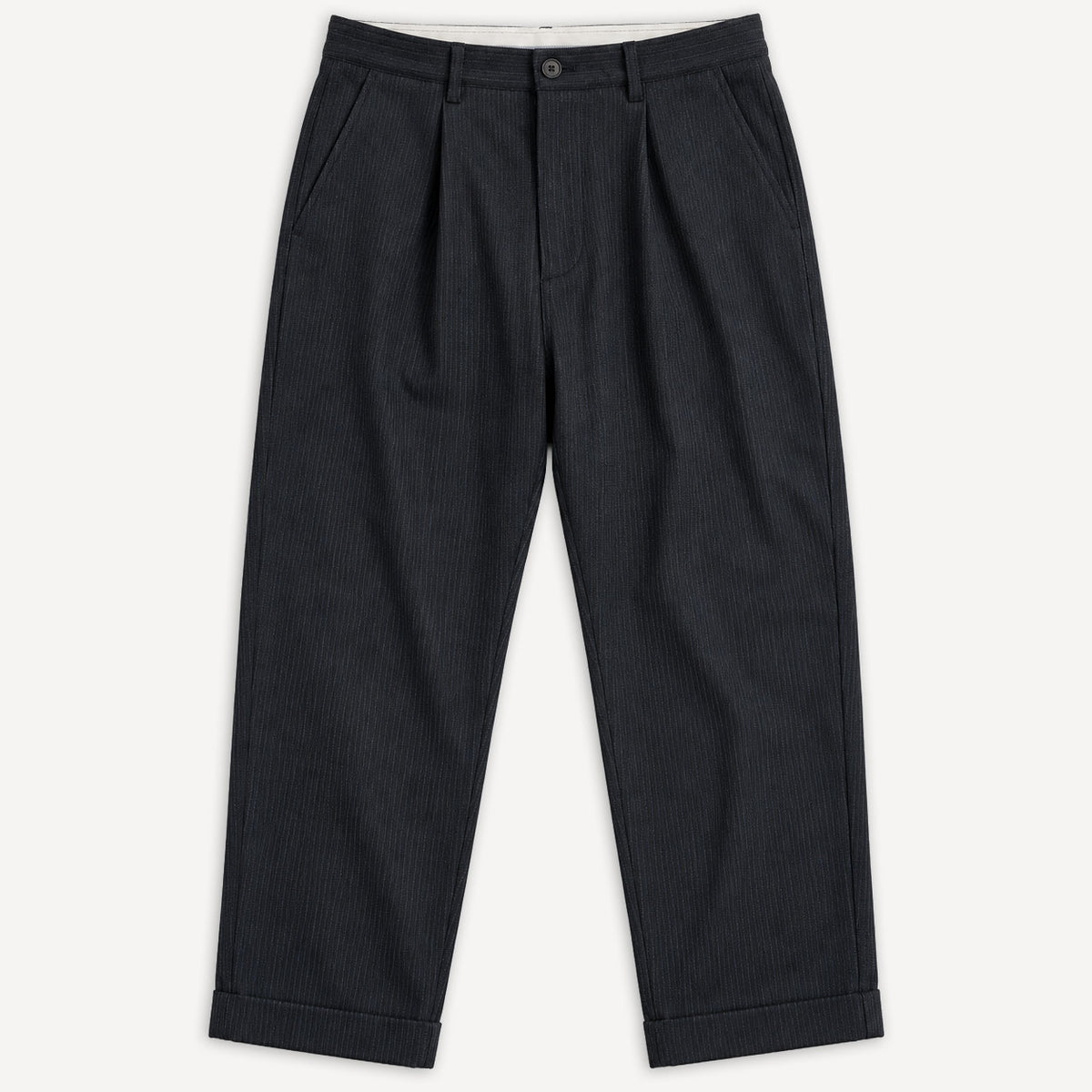 Sune Pleated Classic Trousers Wool Pin Charcoal