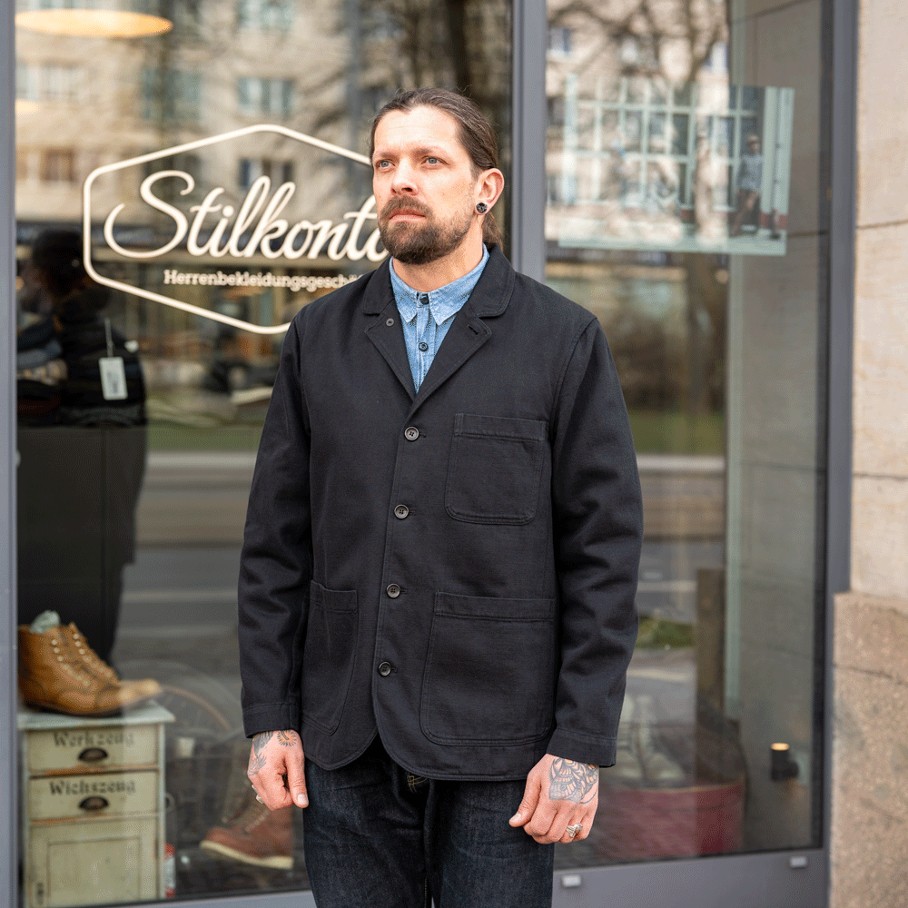 Josef Refined Workwear Jacket Black Slub