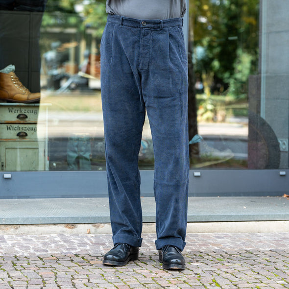 Sune Pleated Wide Cut Trousers Dusty Navy