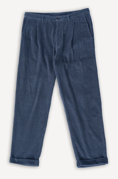 Sune Pleated Wide Cut Trousers Dusty Navy