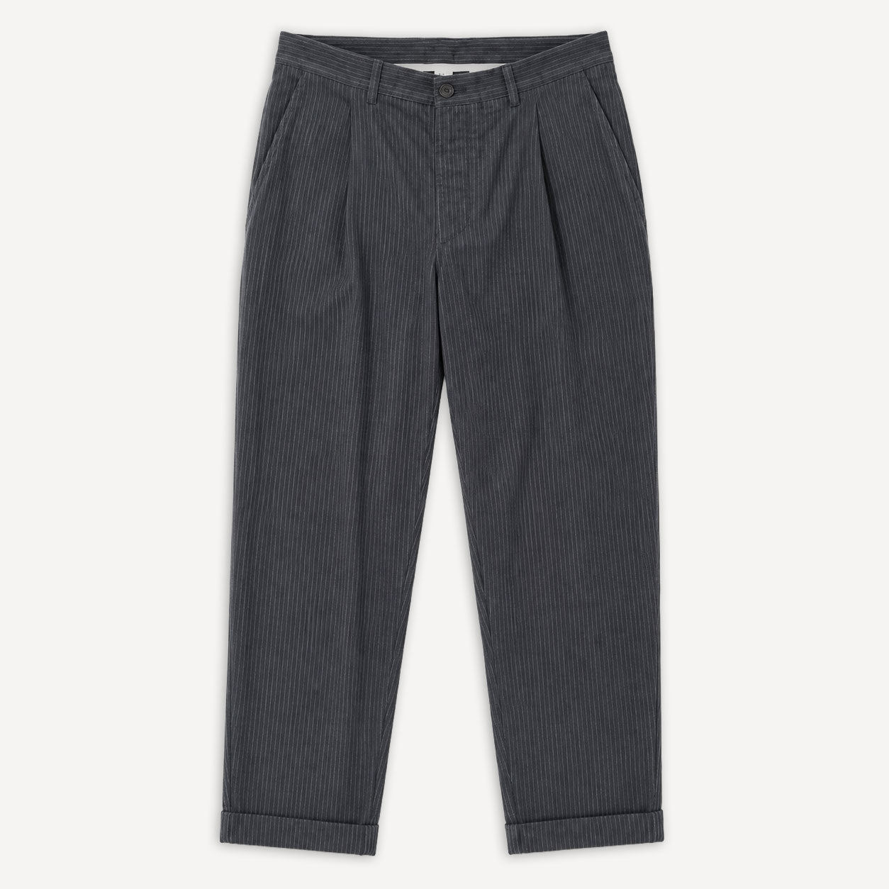 Sune Pleated Wide Cut Trousers Black Pin