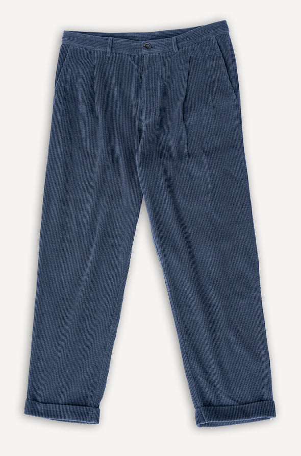 Sune Pleated Wide Cut Trousers Dusty Navy