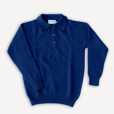 3 Button Neck Closure Eton Collar Sweat Navy