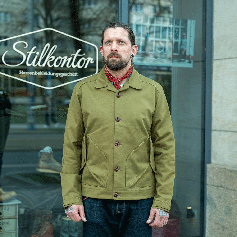 K5707 Pollux '57 Herringbone Jacket Pea