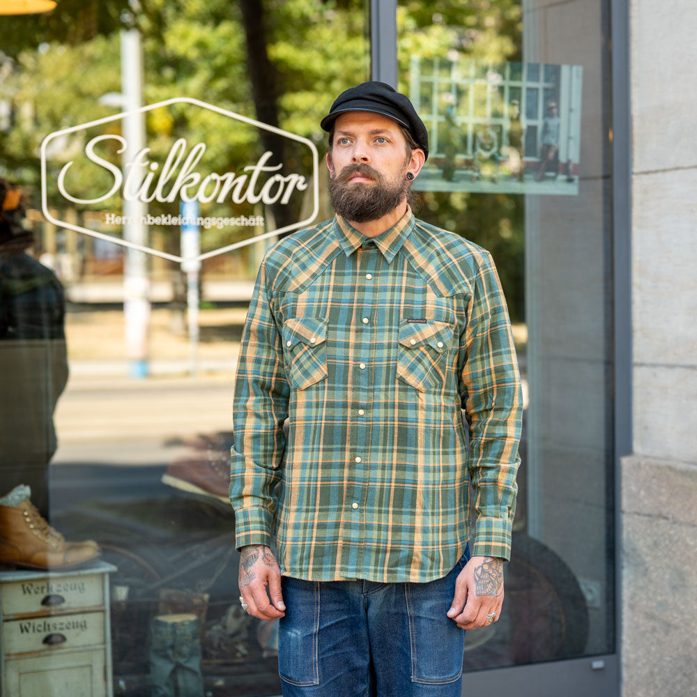 Dollard Shirt Herringbone Check Green/Yellow