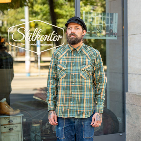 Dollard Shirt Herringbone Check Green/Yellow