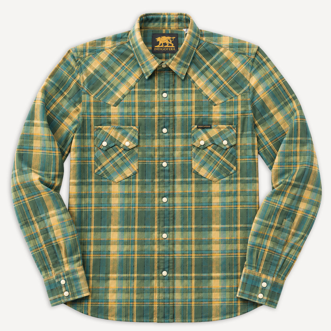 Dollard Shirt Herringbone Check Green/Yellow