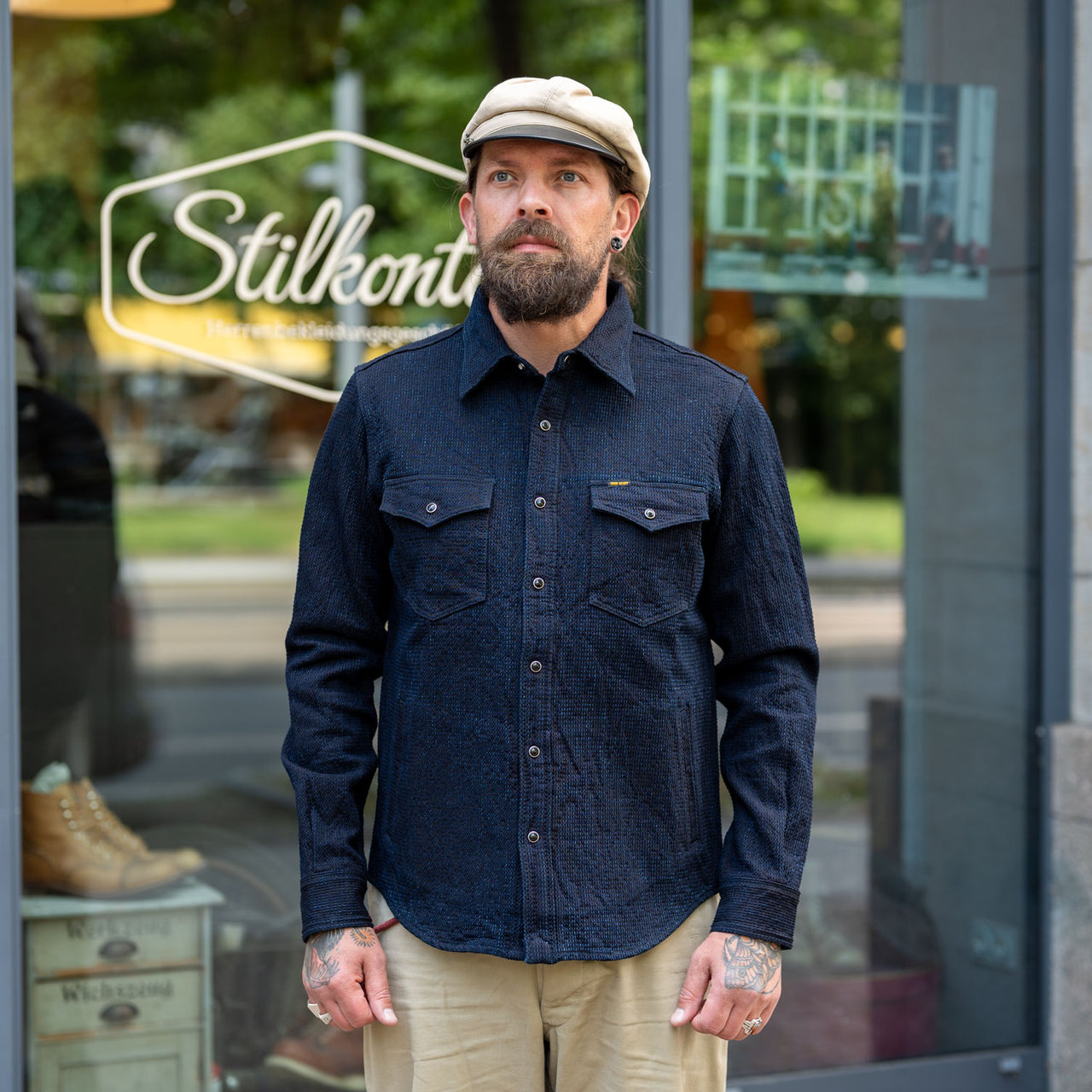 13.5oz Dobby Cloth CPO Shirt Indigoblau IHSH-437-IND