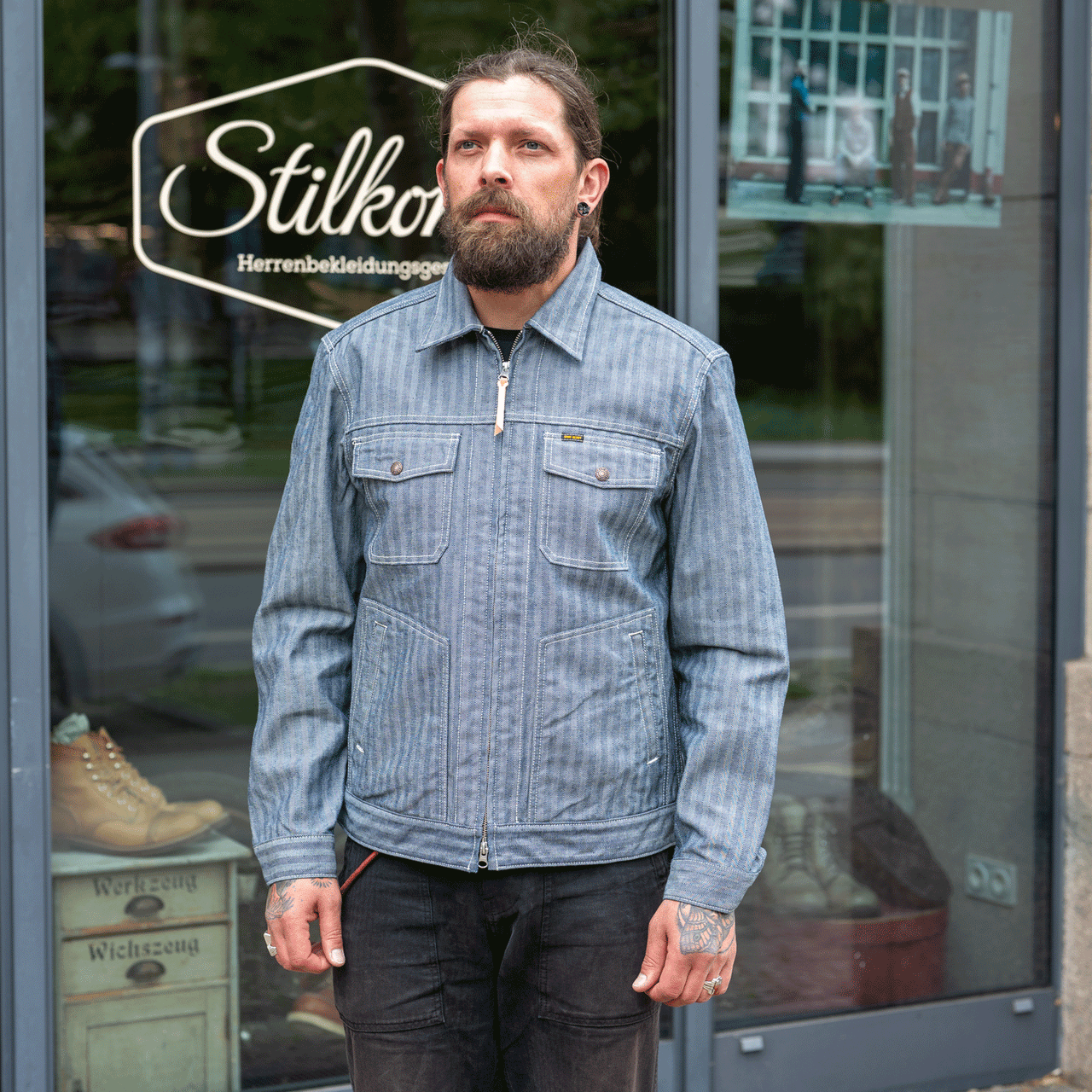 10.5oz Herringbone Work Jacket IHJ-164-IND Blue