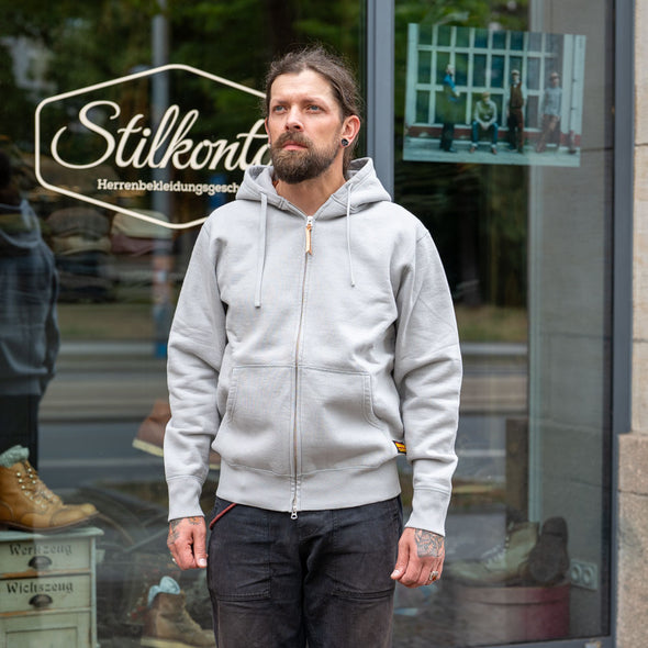 14oz Ultra Heavyweight Loopwheel Cotton Zip Up Hoodie Grey